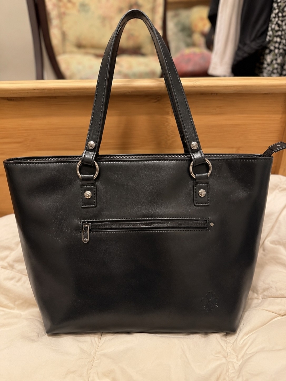 Patricia Nash Vintage Distressed Alessano Black Leather Tote